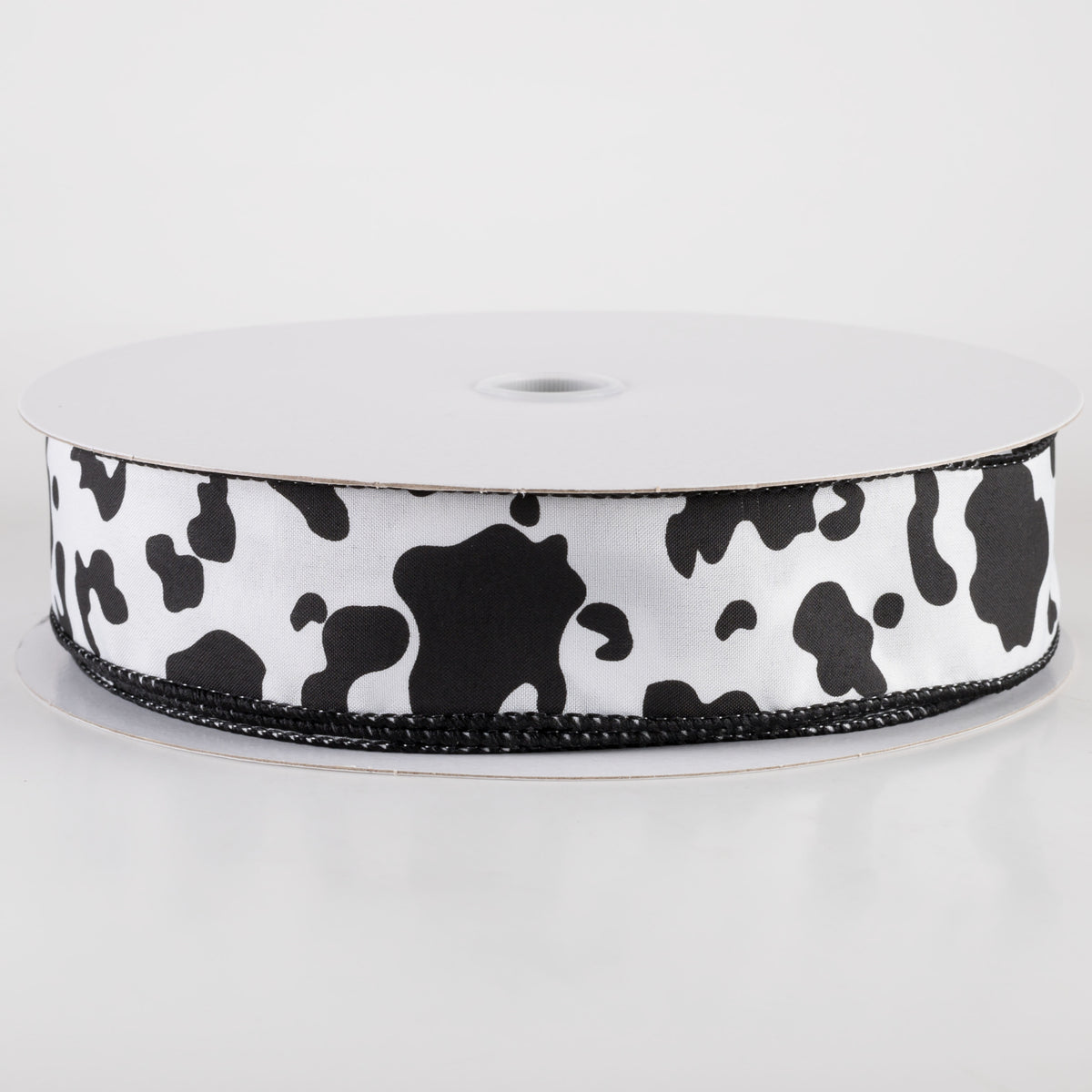 1.5" Satin Cow Print Ribbon: Black & White (50 Yards) Item Number: 861-09-408