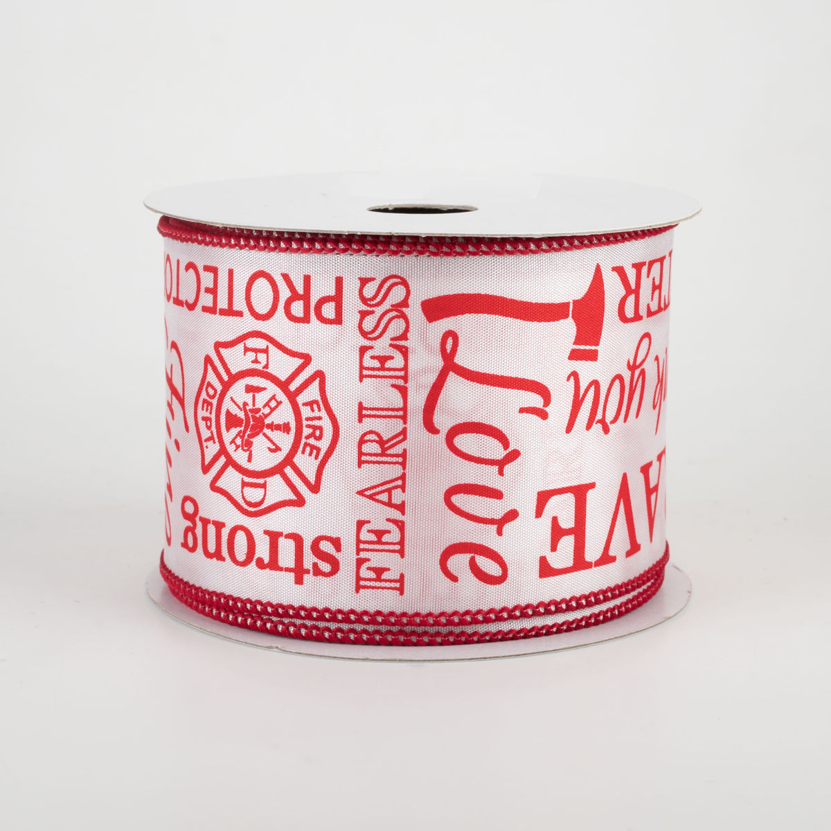 2.5" Satin Firefighter Support Ribbon: White & Red (10 Yards)