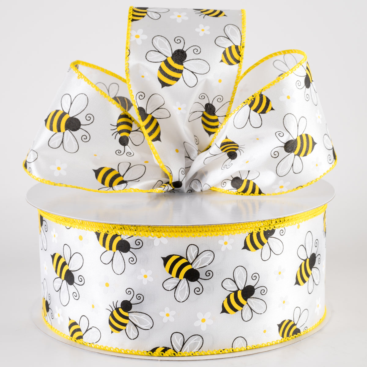2.5" Satin Flying Bees and Daisies Ribbon (50 Yards) Lifestyle Photo