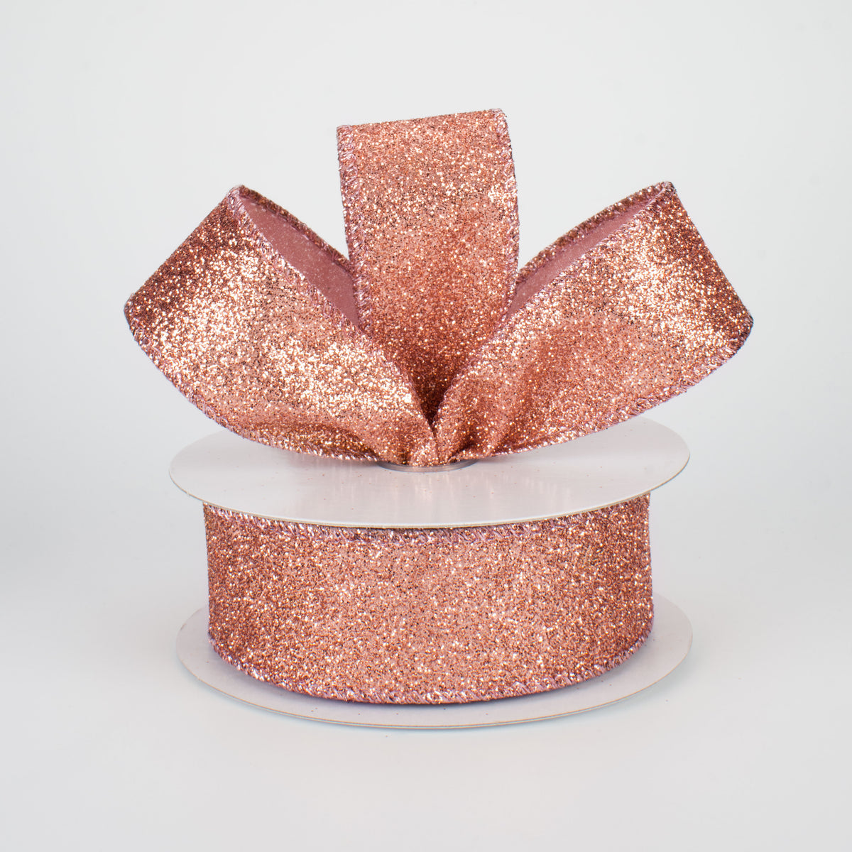 1.5" Satin Glitter Ribbon: Rose Gold (10 Yards) Lifestyle Photo