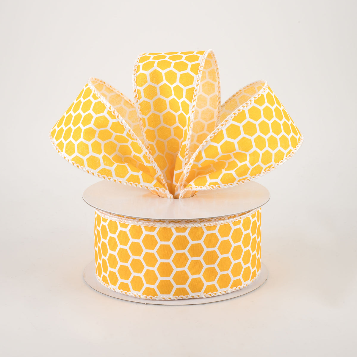 1.5" Satin Honeycomb Ribbon: Yellow (10 Yards) Lifestyle Photo