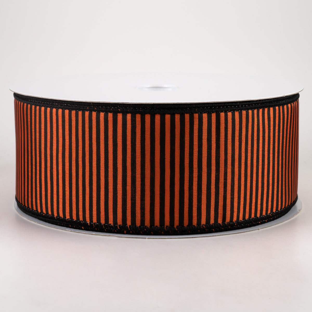 2.5" Satin Horizontal Stripe Ribbon: Black on Orange (50 Yards) Item Number: 851-40-202