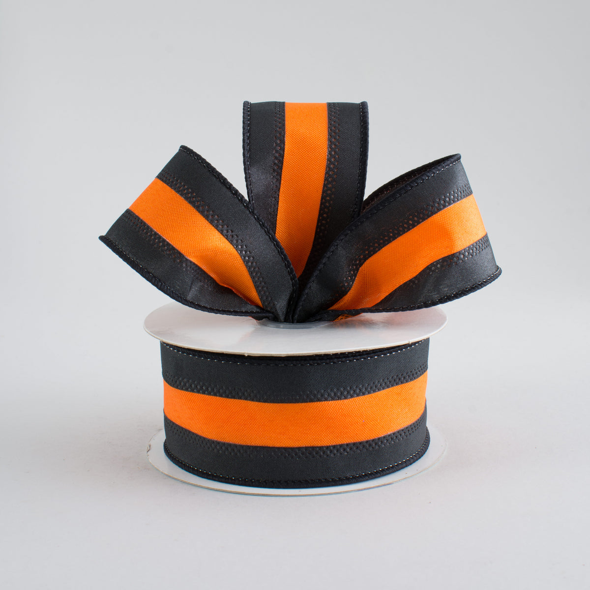 1.5" Satin Team Stripe Ribbon: Black & Orange (10 Yards) Lifestyle Photo