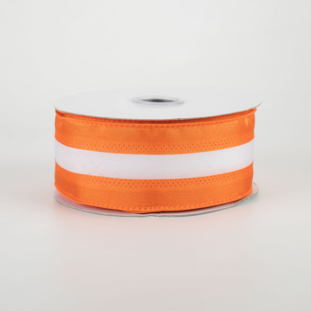 1.5" Satin Team Stripe Ribbon: Burnt Orange & White (10 Yards) Item Number: RN5271M2