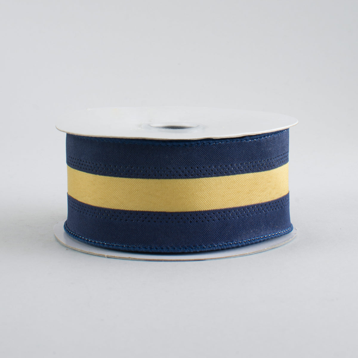 1.5" Satin Team Stripe Ribbon: Dark Blue & Old Gold (10 Yards)