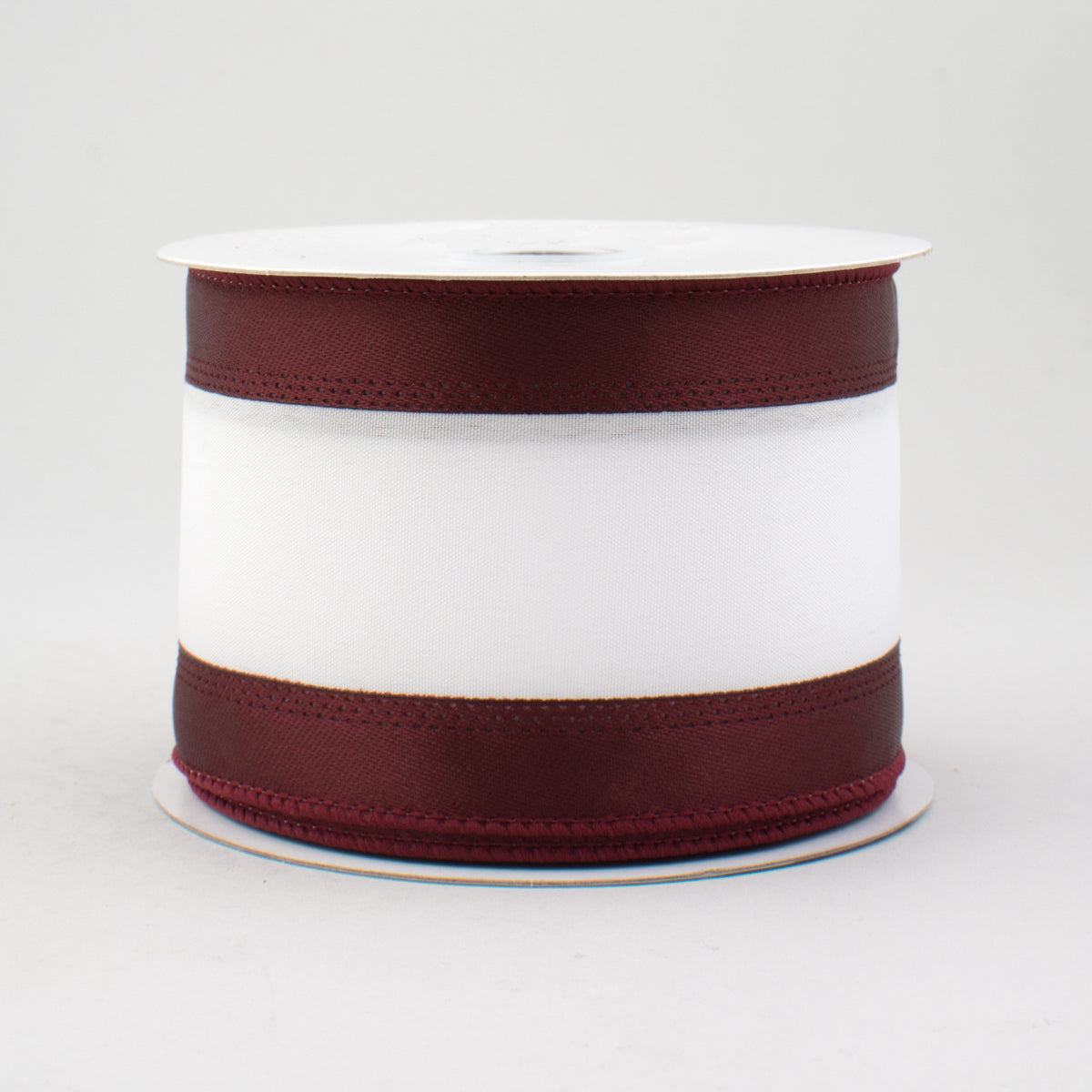 2.5" Satin Team Stripe Ribbon: Maroon & White (10 Yards) Item Number: RN5272CX