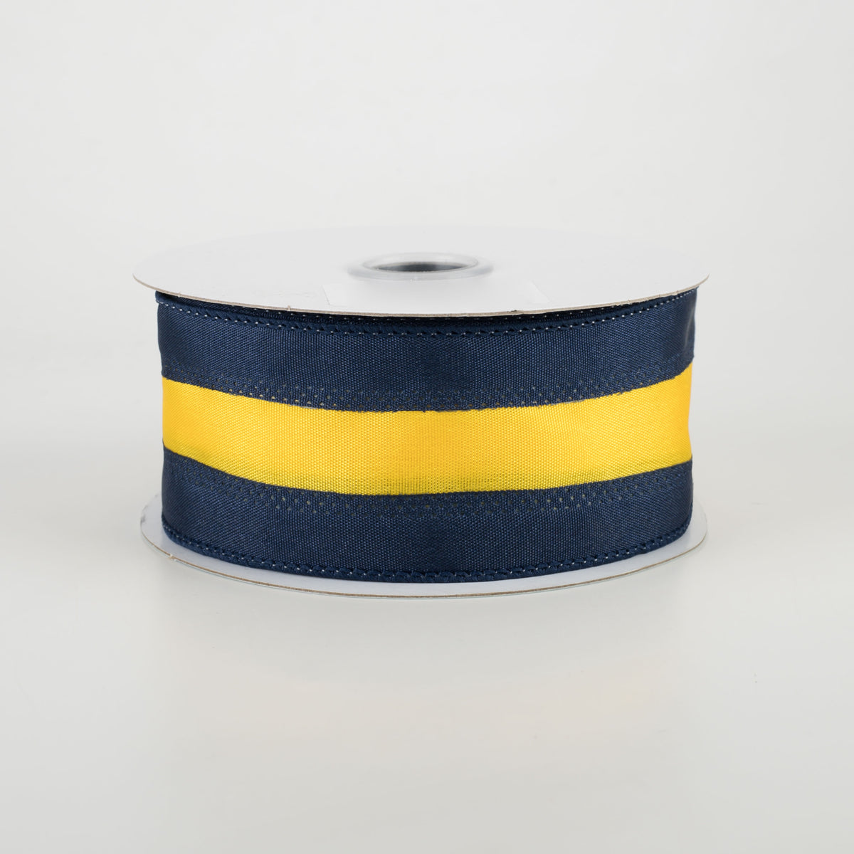 1.5" Satin Team Stripe Ribbon: Navy & Yellow Gold (10 Yards) Item Number: RN5271M5