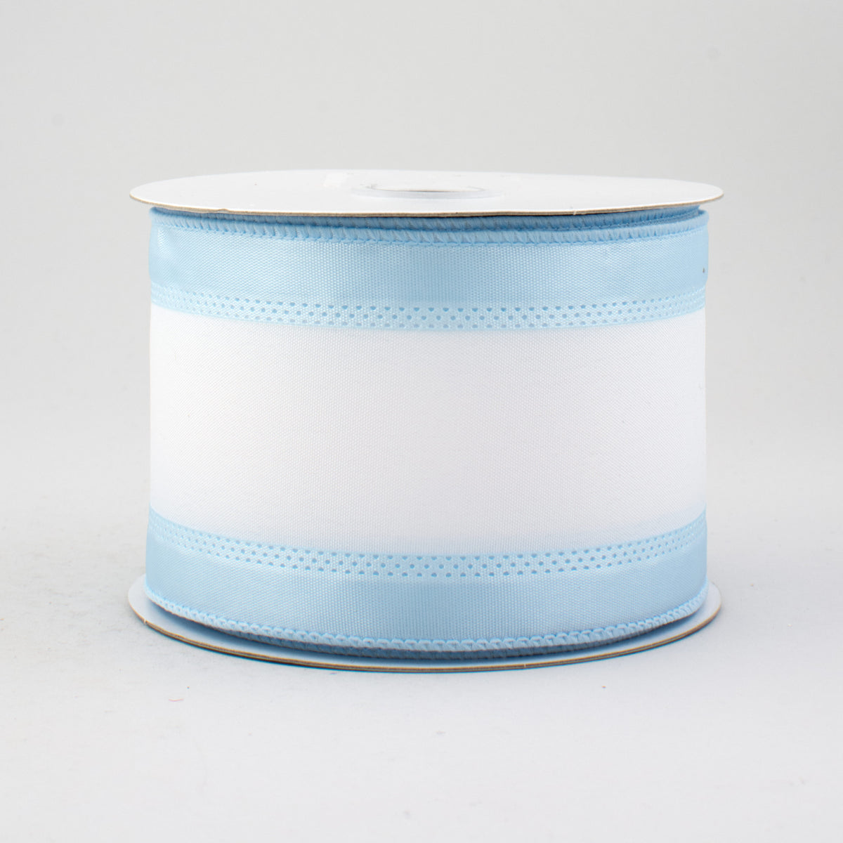 2.5" Satin Team Stripe Ribbon: Pale Blue & White (10 Yards) Item Number: RN5272DC
