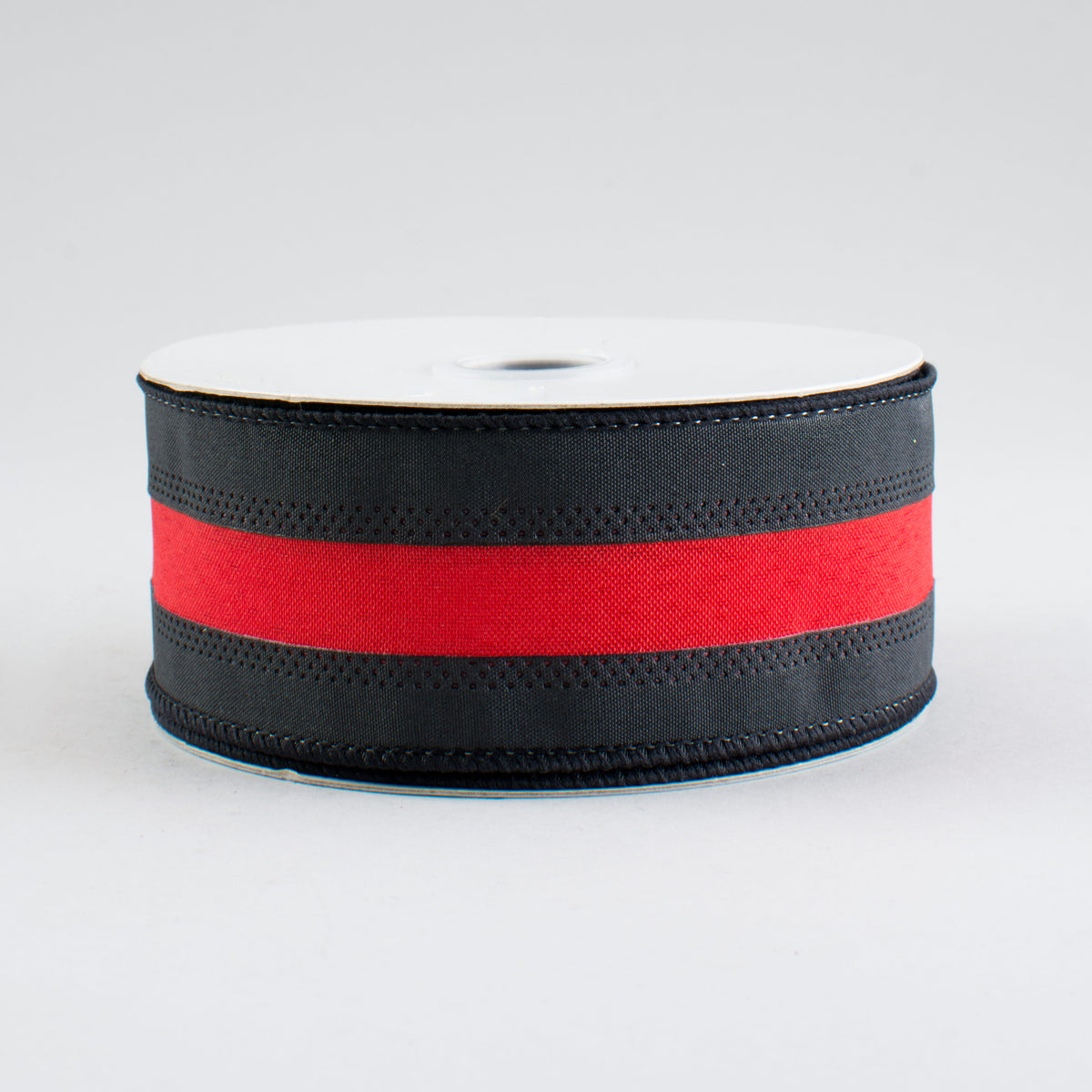 1.5" Satin Team Stripe Ribbon: Red & Black (10 Yards)