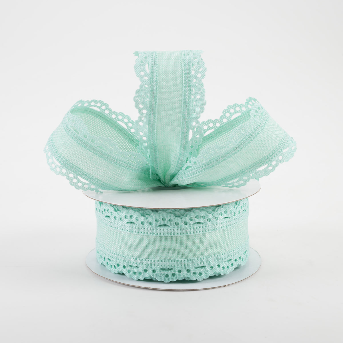 1.5" Scalloped Edge Ribbon: Mint Green (10 Yards) Lifestyle Photo