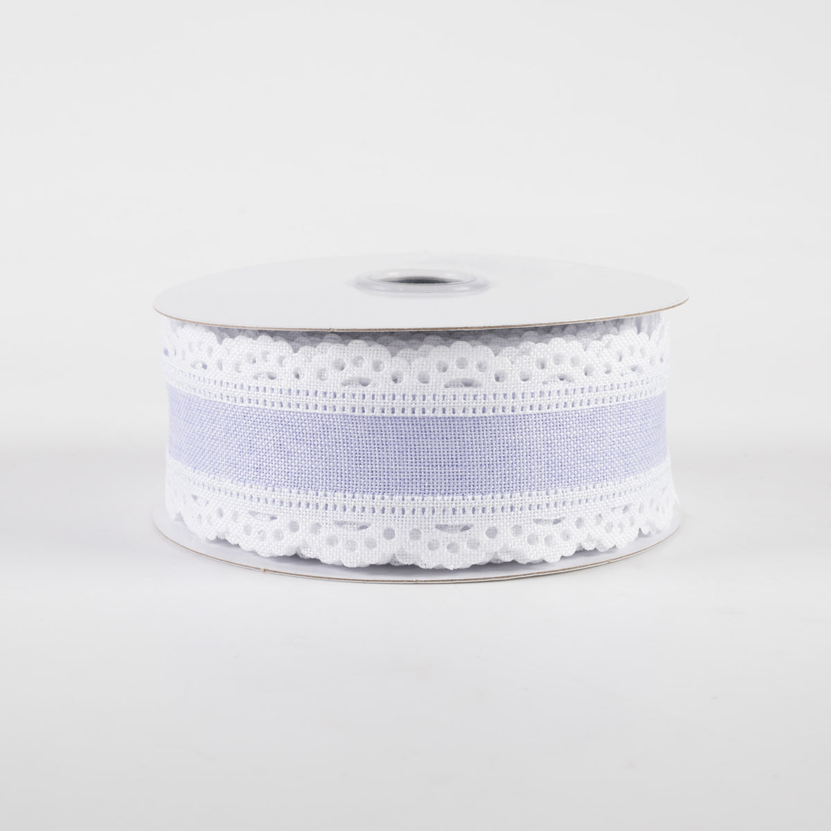 1.5" Scalloped Edge Ribbon: White & Light Lavender (10 Yards)