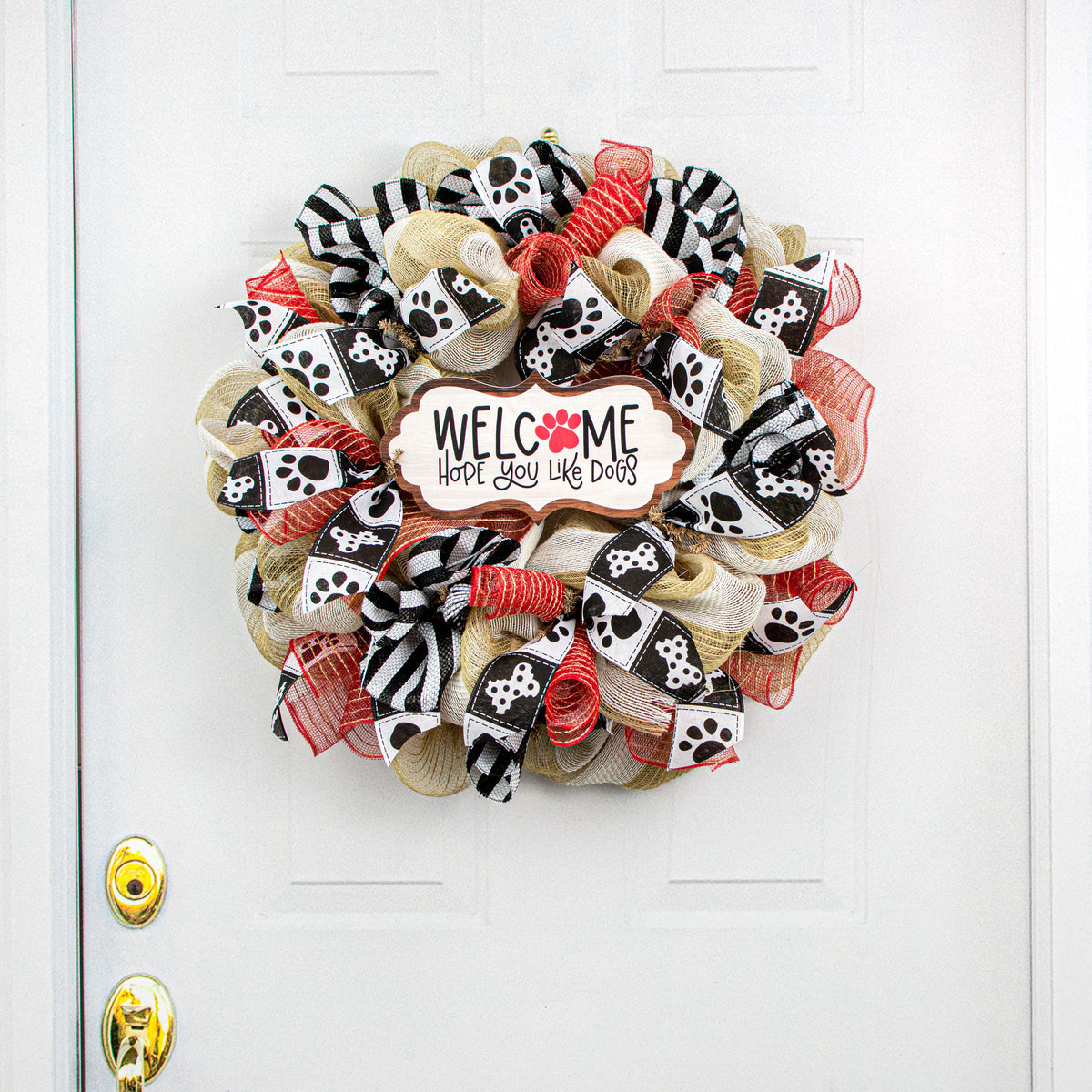 11" Scalloped Waterproof Sign: Hope You Like Dogs Lifestyle Photo