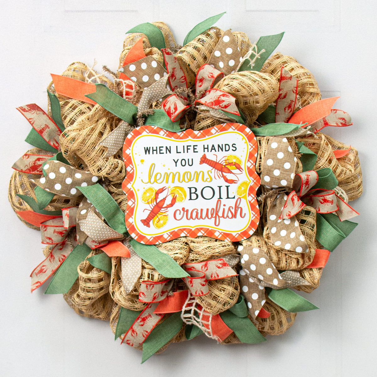 10" Scalloped Wooden Sign: Life Lemons, Boil Crawfish Lifestyle Photo