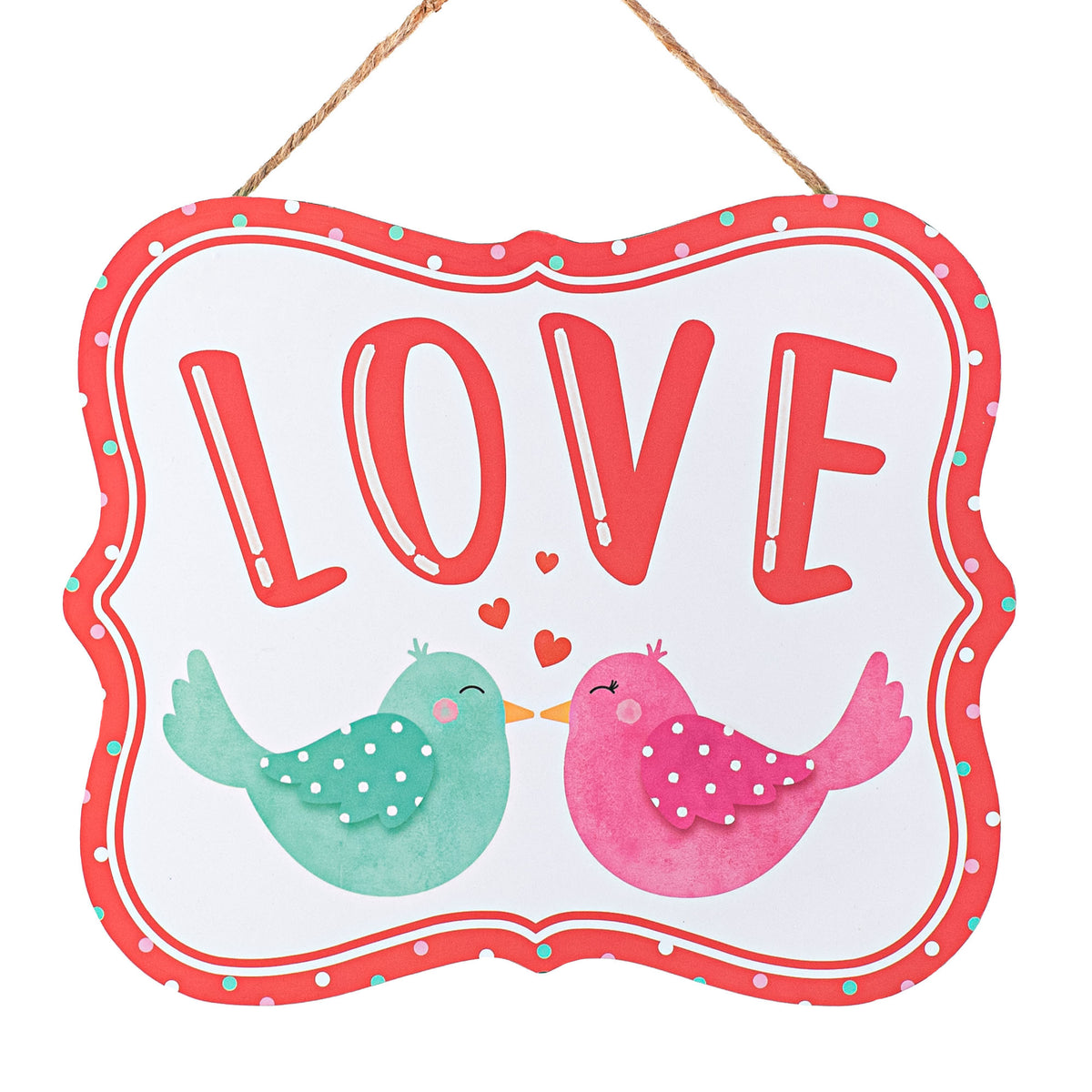 10" Scalloped Wooden Sign: Love Birds Fancy Frame Item Number: AP7177