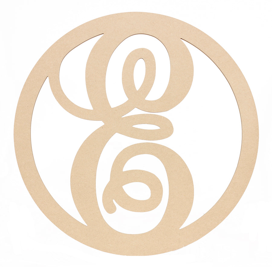 23" Script Circle Monogram Wooden Letter: E Item Number: AB2238