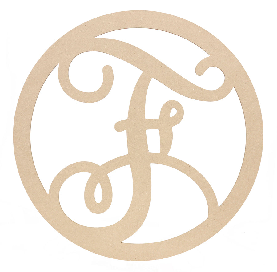 23" Script Circle Monogram Wooden Letter: F Item Number: AB2239