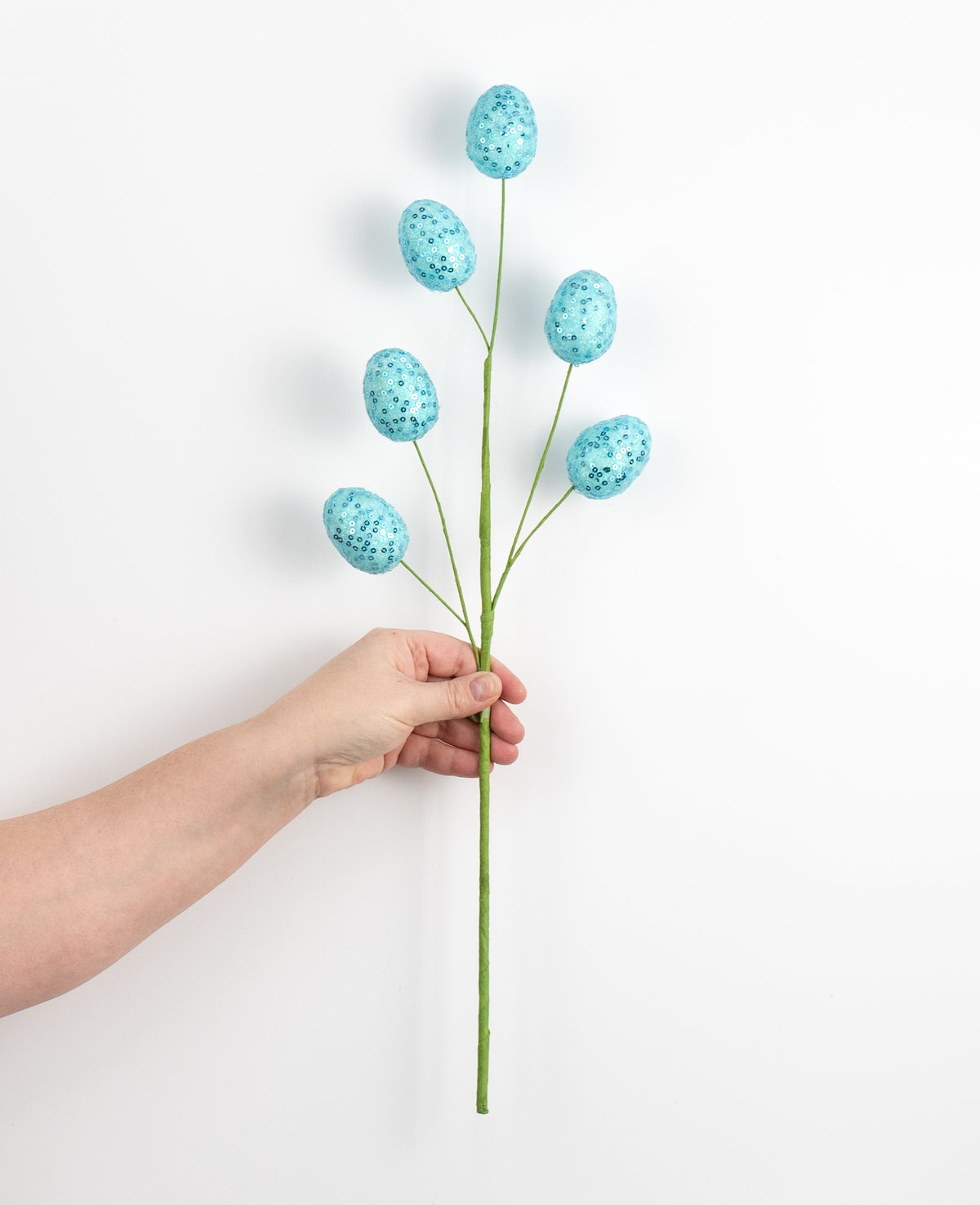22" Sequin Easter Egg Spray: Blue detail photo 3