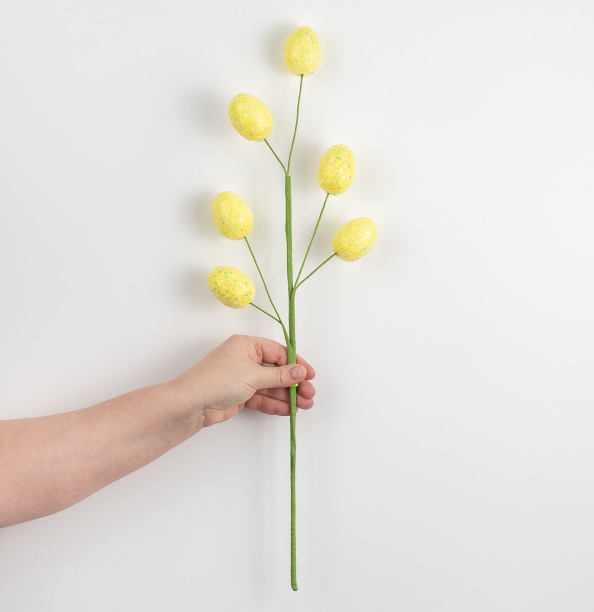 22" Sequin Easter Egg Spray: Yellow detail photo 3
