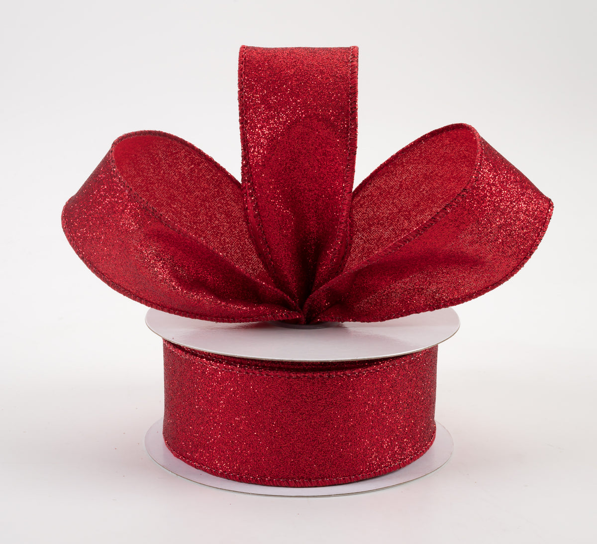 1.5" Shimmer Glitter Ribbon: Red (10 Yards) Lifestyle Photo