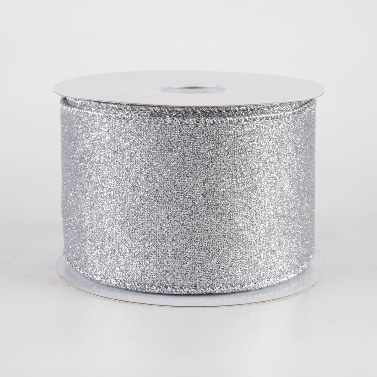 2.5" Shimmer Glitter Ribbon: Silver (10 Yards)