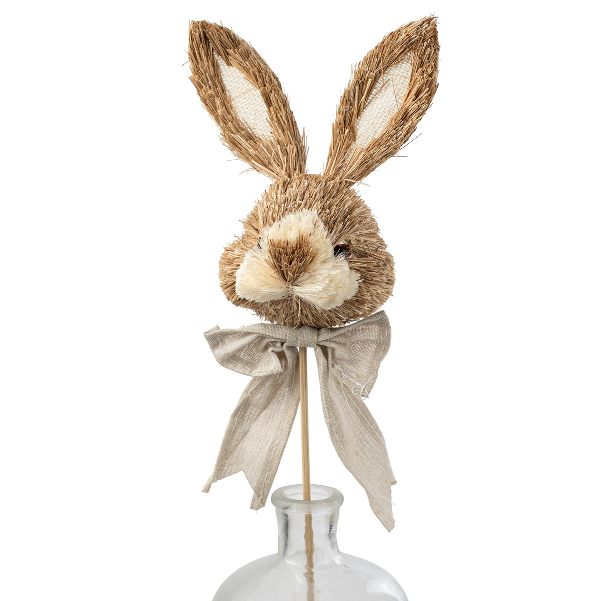 21" Sisal Bunny Head with Bow Pick: Cream Item Number: 63533CM