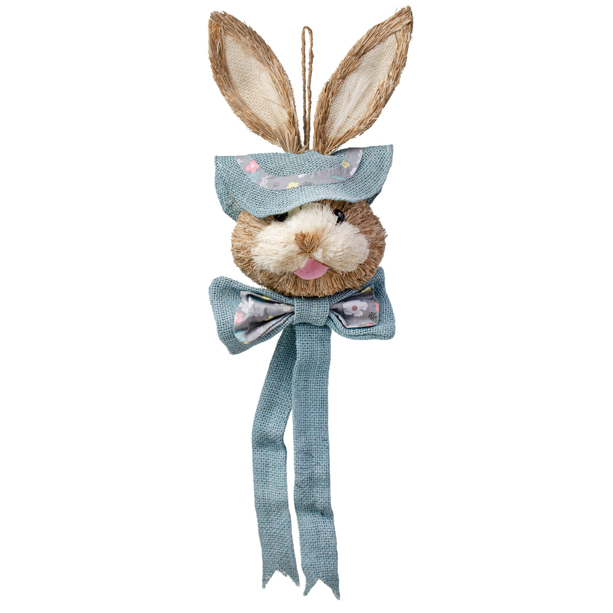 25" Sisal Bunny Head With Burlap Hat & Bow: Dusty Blue Item Number: 9743607