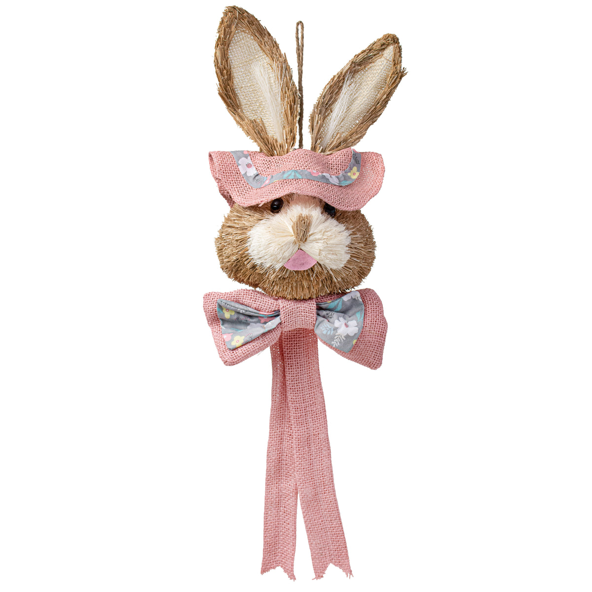 25" Sisal Bunny Head With Burlap Hat & Bow: Pink Item Number: 9743607