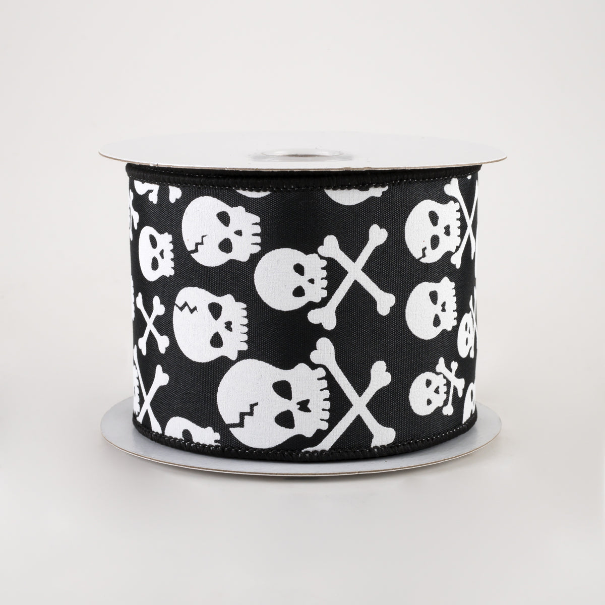 2.5" Skull and Crossbones Ribbon: Black & White (10 Yards)