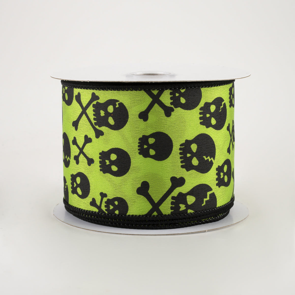 2.5" Skull and Crossbones Ribbon: Lime & Black (10 Yards) Item Number: 58202-40-09