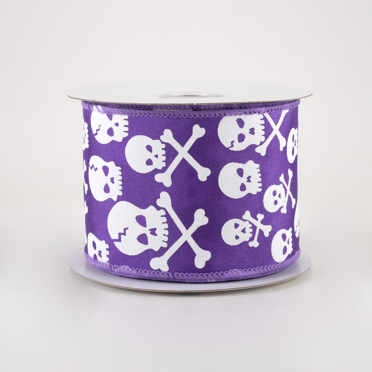 2.5" Skull and Crossbones Ribbon: Purple & White (10 Yards) Item Number: 58201-40-11