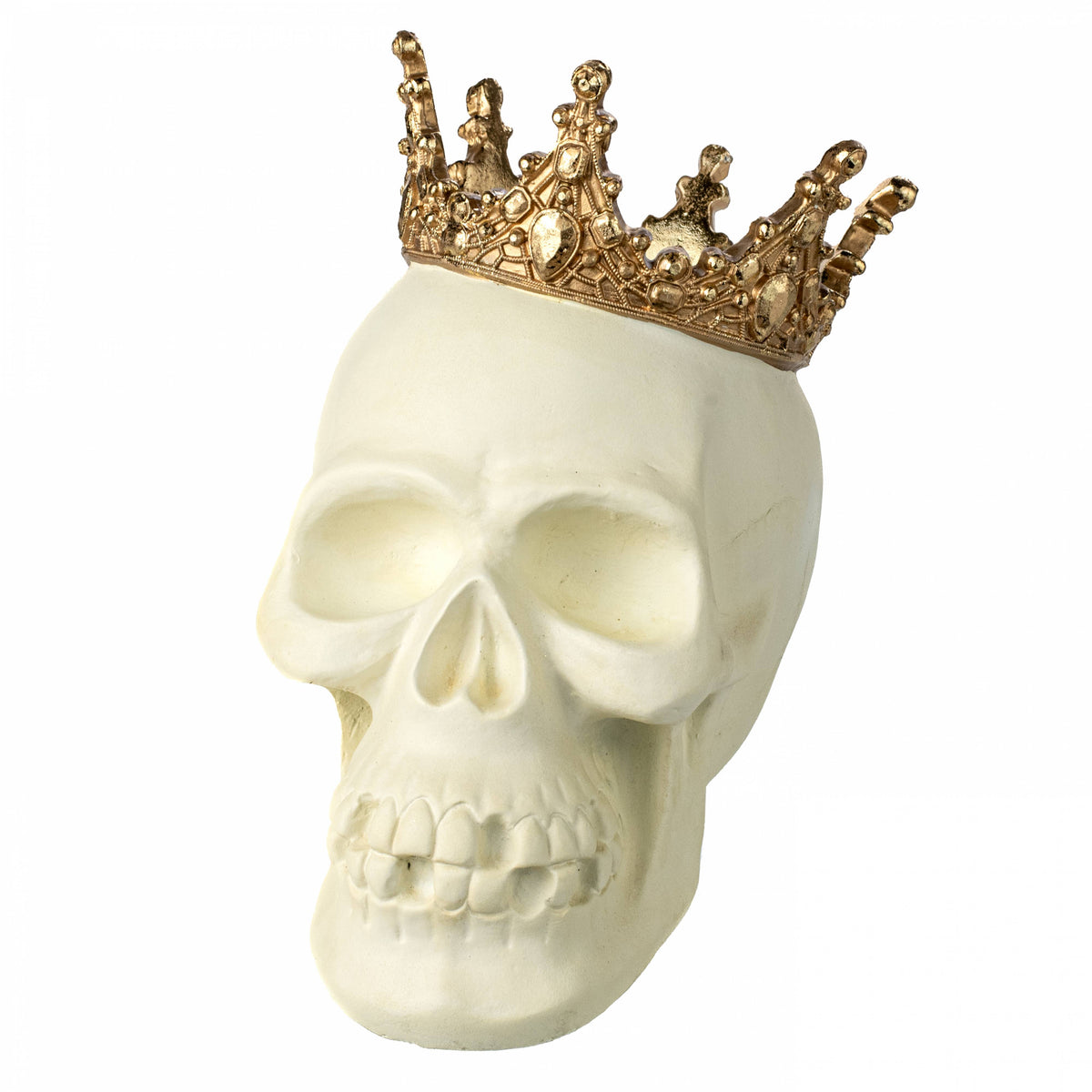 8.75" Skull with Crown Decor Item Number: AFZ712-BE/GO
