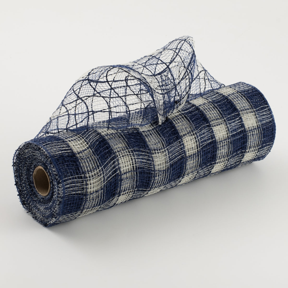10" Small Check Plaid Mesh: Navy & Cream Item Number: XB235510-27