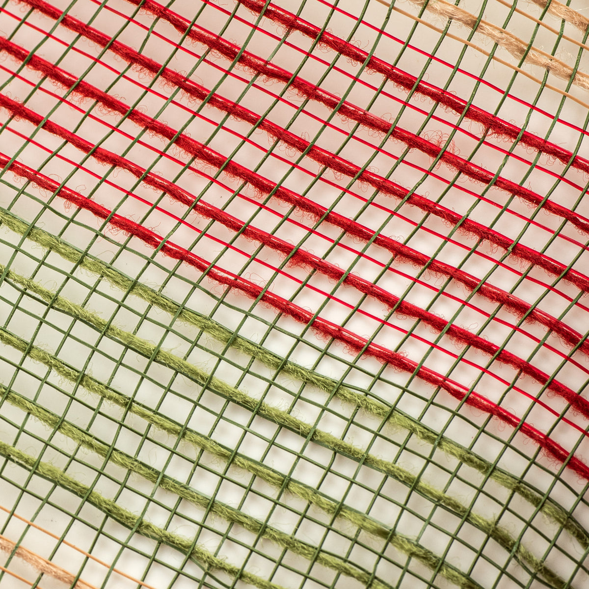 10" Small Stripe Fabric Mesh: Moss, Red, Natural detail photo 3