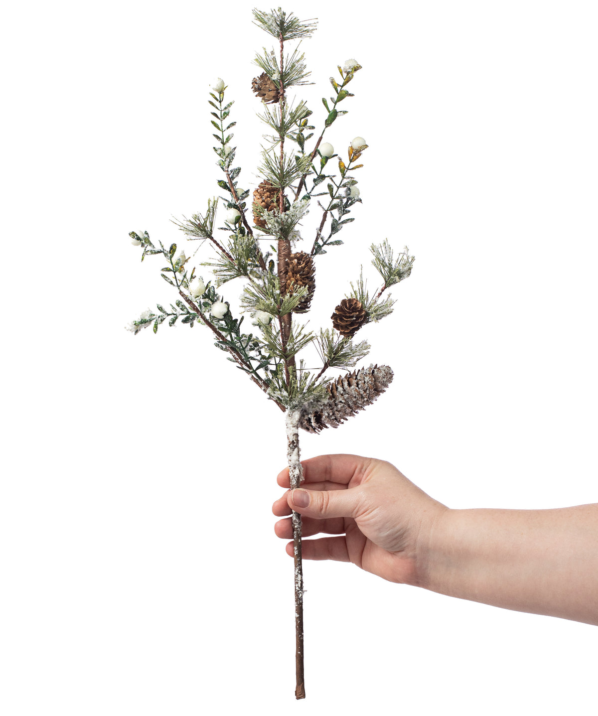 20" Snow Berry & Pine Spray: White Lifestyle Photo