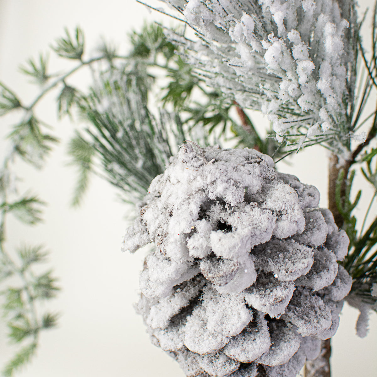 16" Snow Mix Pine With Pinecone Pick Lifestyle Photo