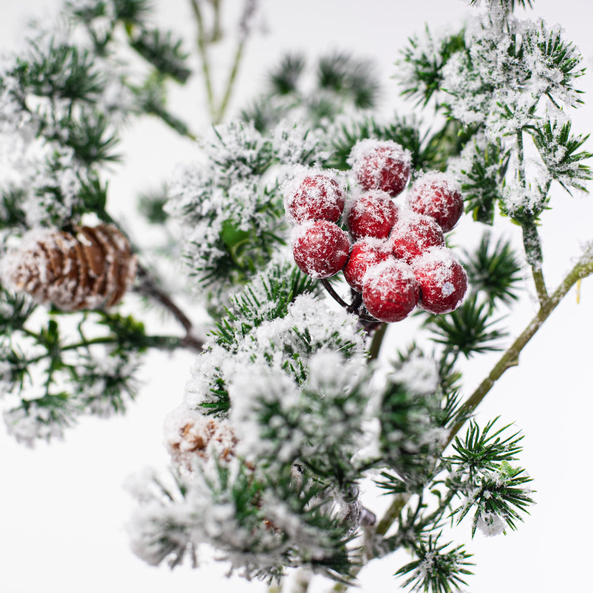 33" Snow Red Berry Pine Spray Lifestyle Photo
