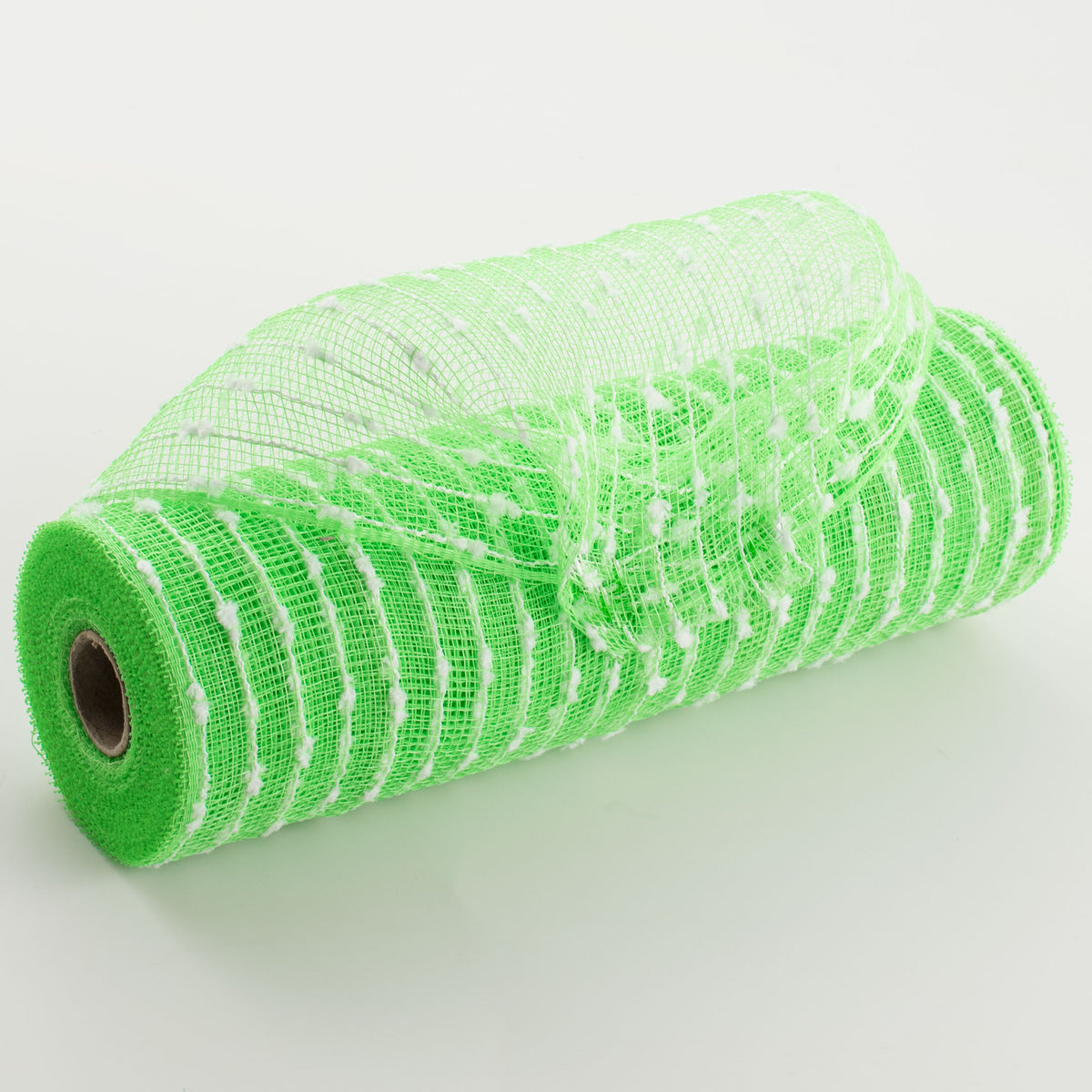10" Snowball Deco Mesh: Lime Green & White (10 Yards) Item Number: RY820266