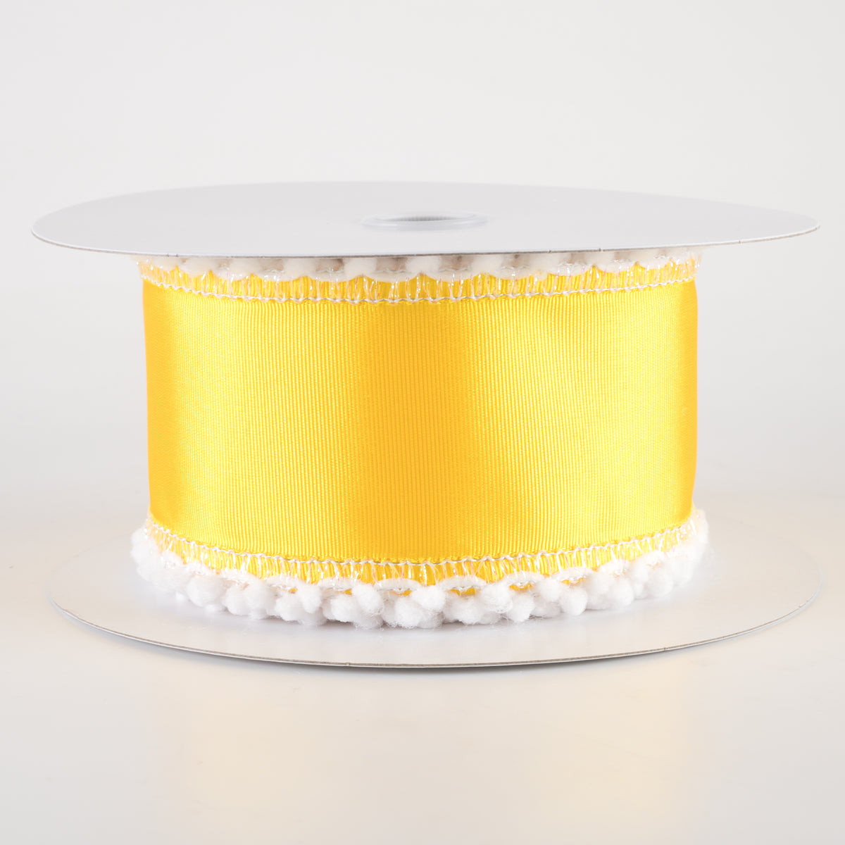 2.5" Snowball Edge Ribbed Satin Ribbon: Yellow (10 Yards) Item Number: 42421-40-22