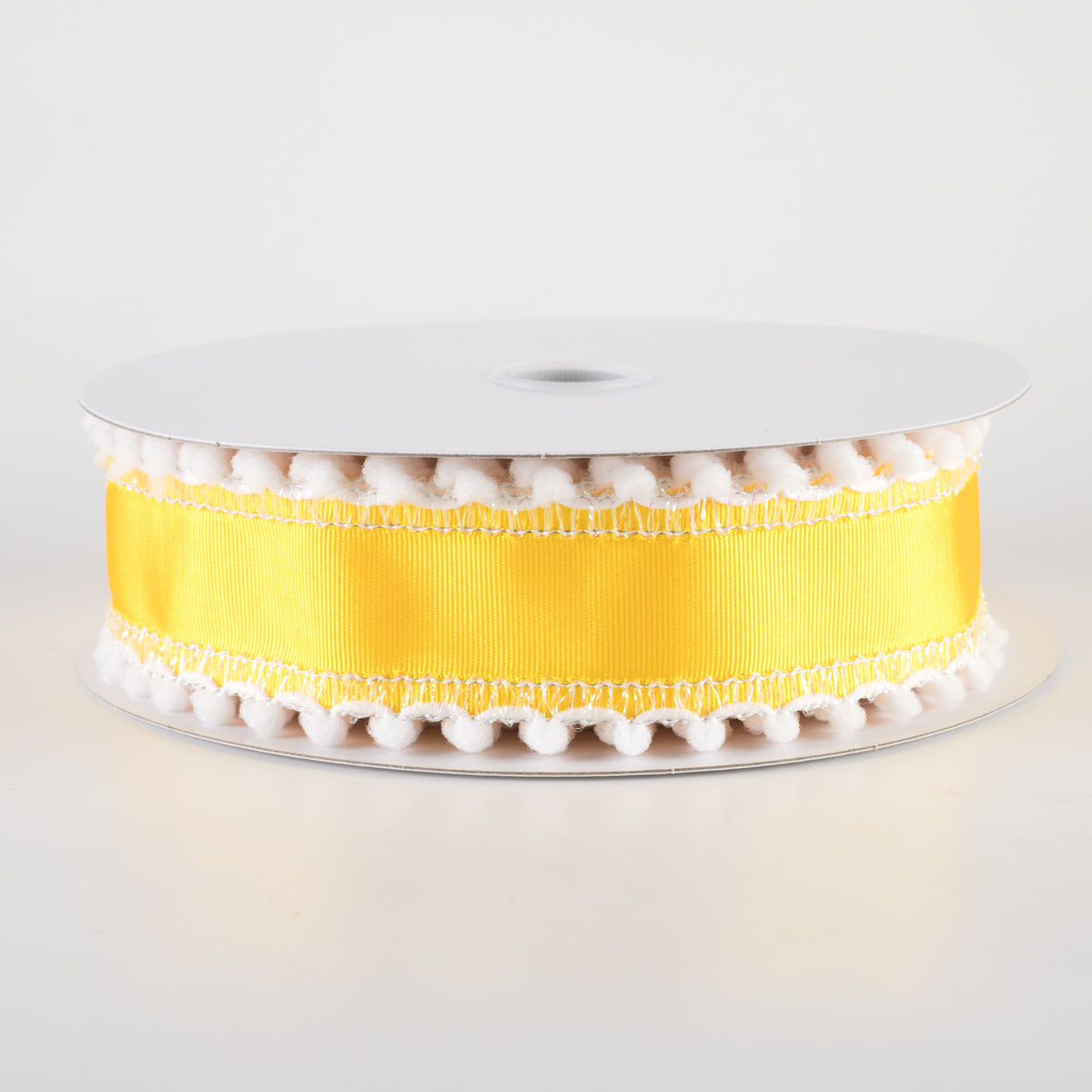 1.5" Snowball Edge Ribbed Satin Ribbon: Yellow (10 Yards)