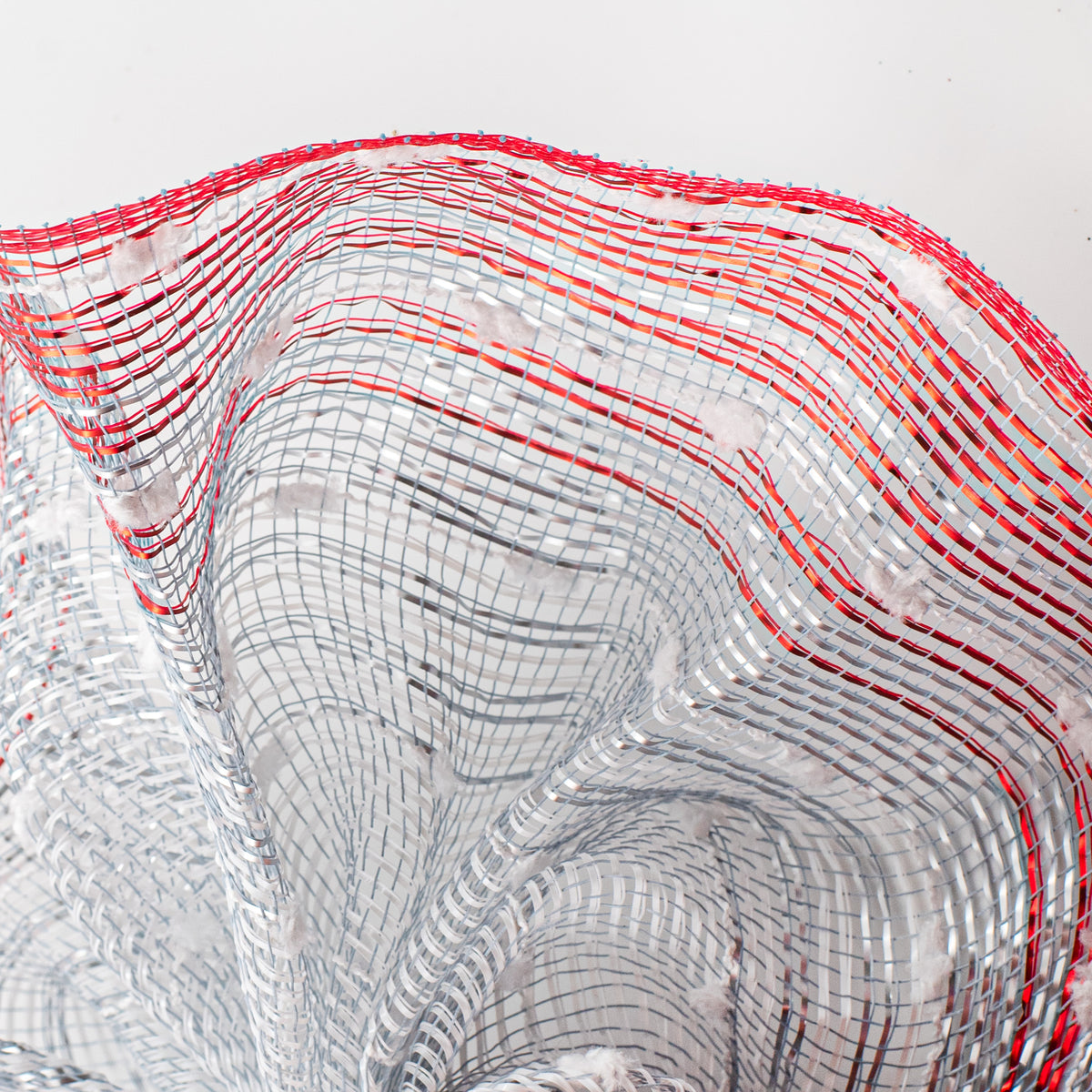 10" Snowball Matte Ombré Mesh: White, Silver, Red Lifestyle Photo