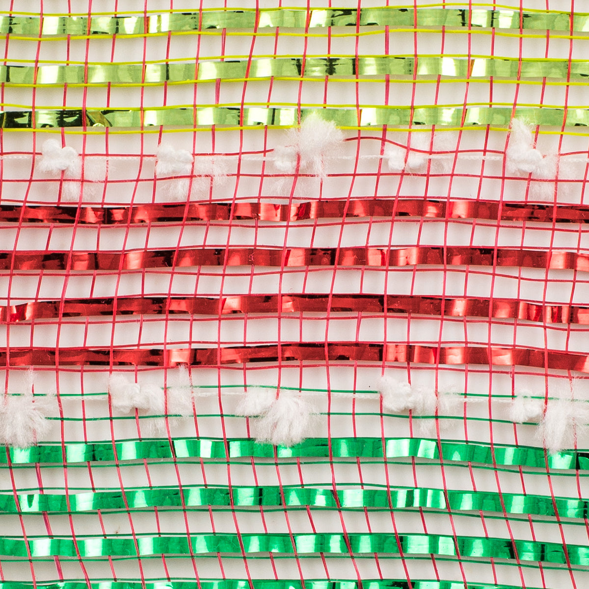 10" Snowball Metallic Stripe Mesh: Red, Lime, Emerald detail photo 3