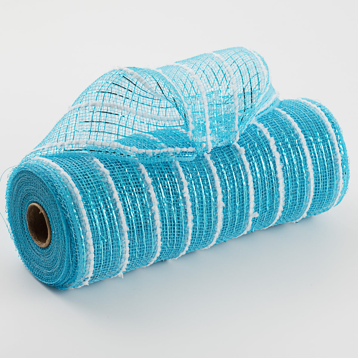 10" Snowdrift Deco Mesh: Turquoise Foil & White Item Number: RY810067