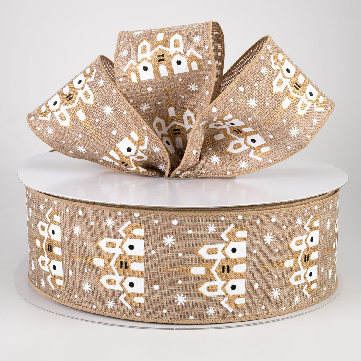 2.5" Snowflake & Church Ribbon: Natural (50 Yards) Lifestyle Photo
