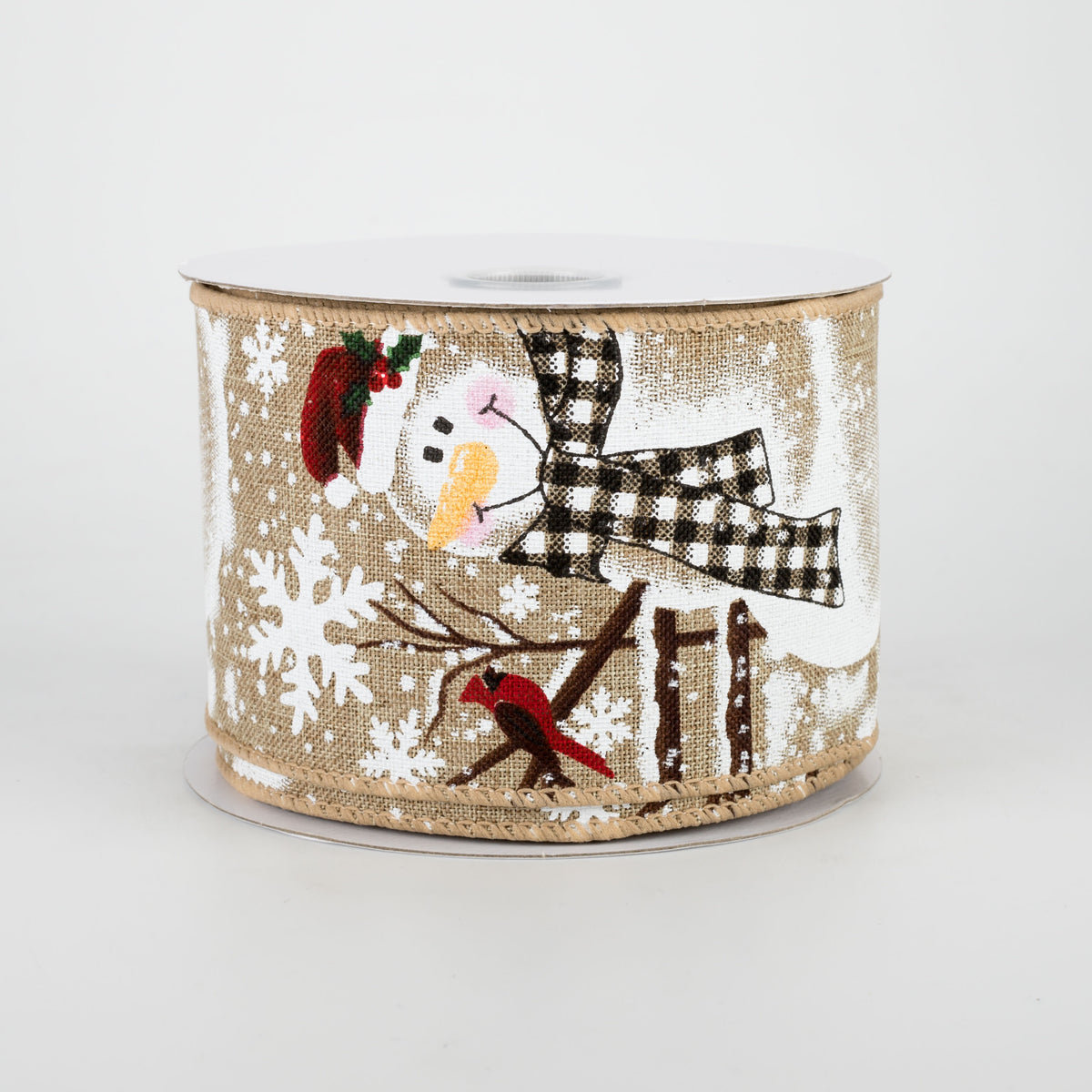 2.5" Snowman With Plaid Scarf Ribbon (10 Yards)