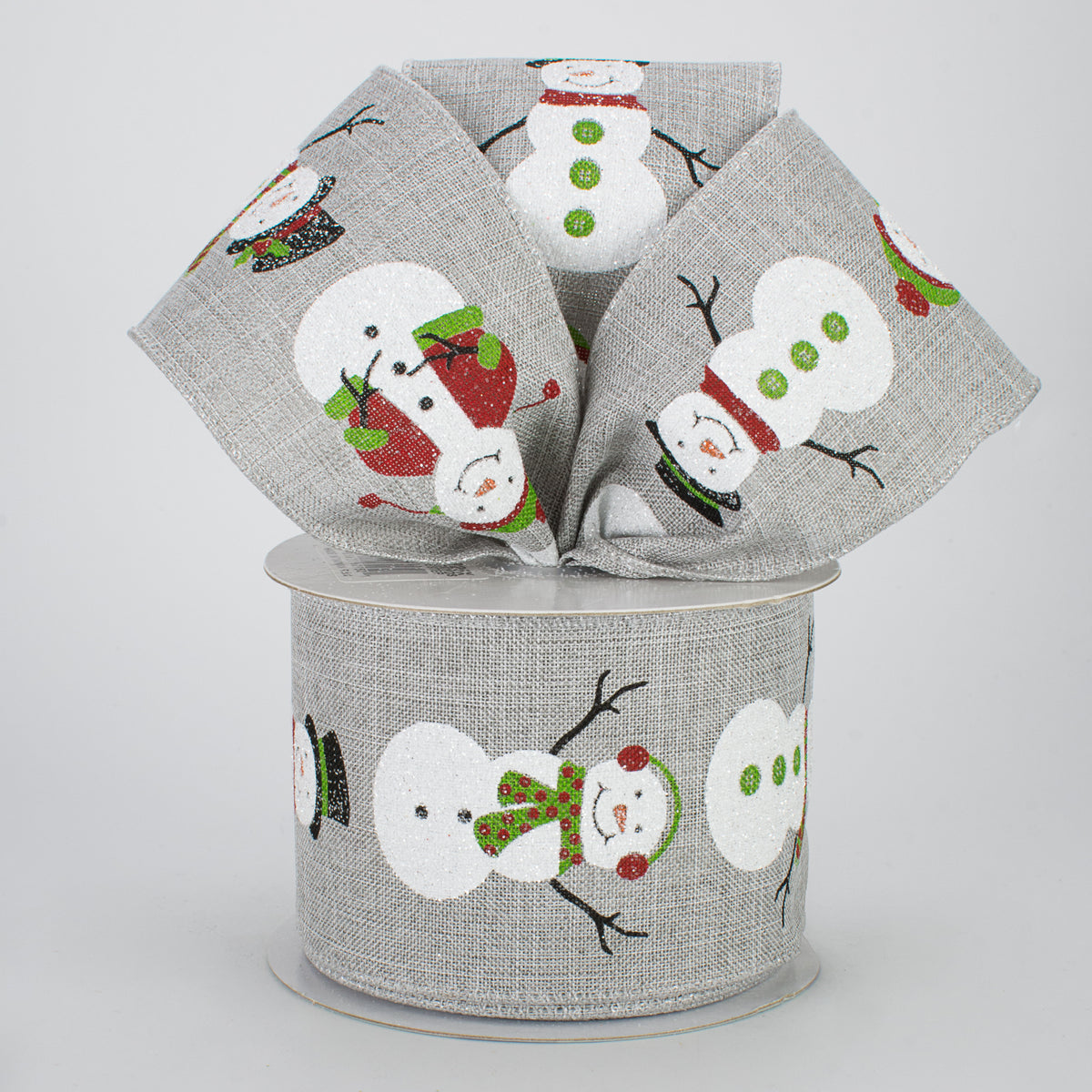 2.5" Snowmen Ribbon: Light Grey (10 Yards) Lifestyle Photo
