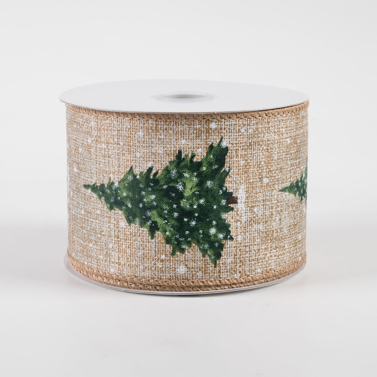 2.5" Snowy Sage Tree Natural Linen Ribbon (10 Yards)