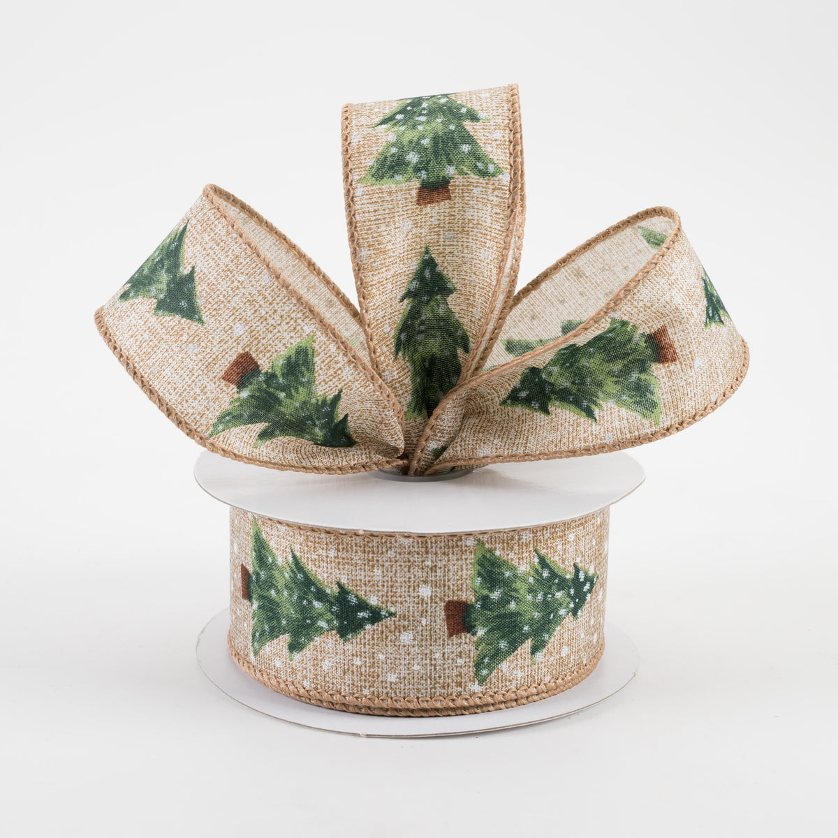 1.5" Snowy Sage Tree Natural Linen Ribbon (10 Yards) Lifestyle Photo
