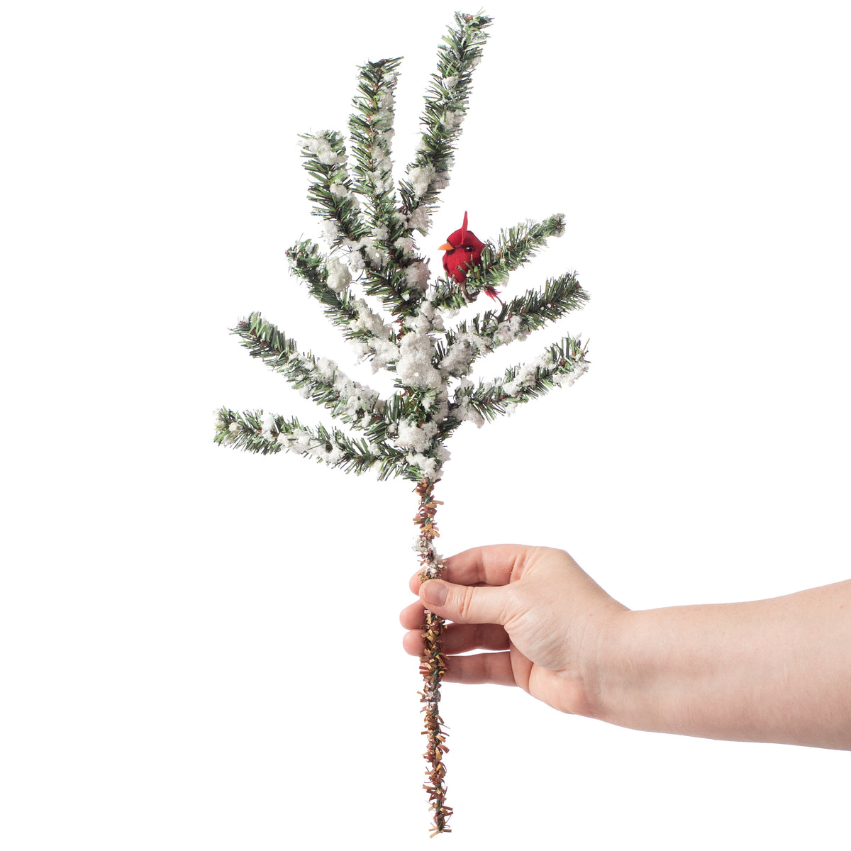 18" Snowy Twig Spray With Cardinal Lifestyle Photo