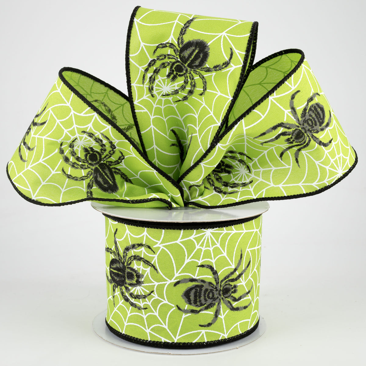 2.5" Spider On Web Ribbon: Lime Green (10 Yards) Lifestyle Photo