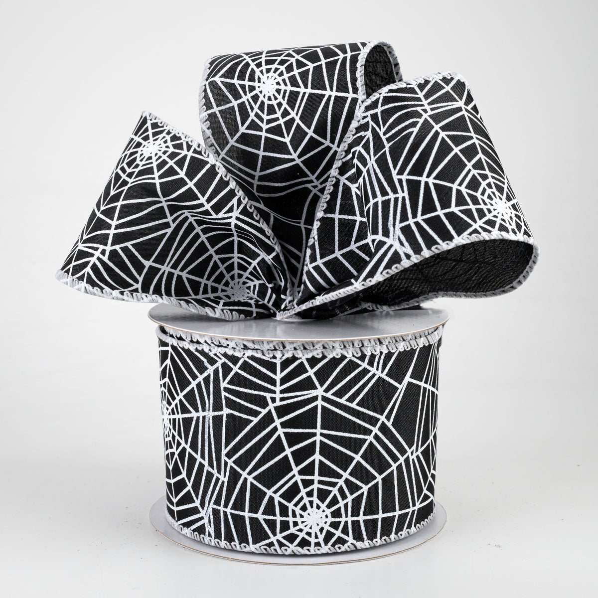 2.5" Spider Web Satin Ribbon: Black (10 Yards) Lifestyle Photo